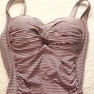 Niptuck  Red/Wht Stripe Swim Suit- size 10